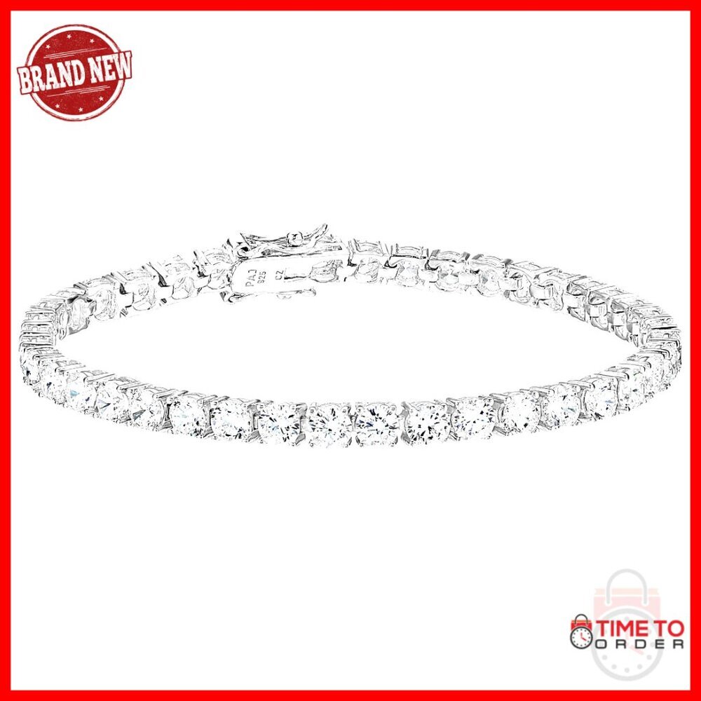 Sterling Silver Cubic Zirconia Tennis Bracelet Elegant Classic Minimal Jewelry
